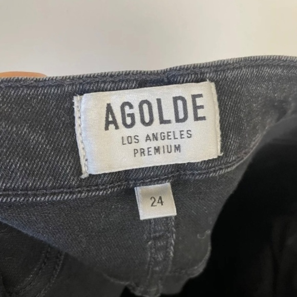 Agolde Sophie High Rise Skinny Crop Temple Washed Black Distressed Jeans - Picture 9 of 11